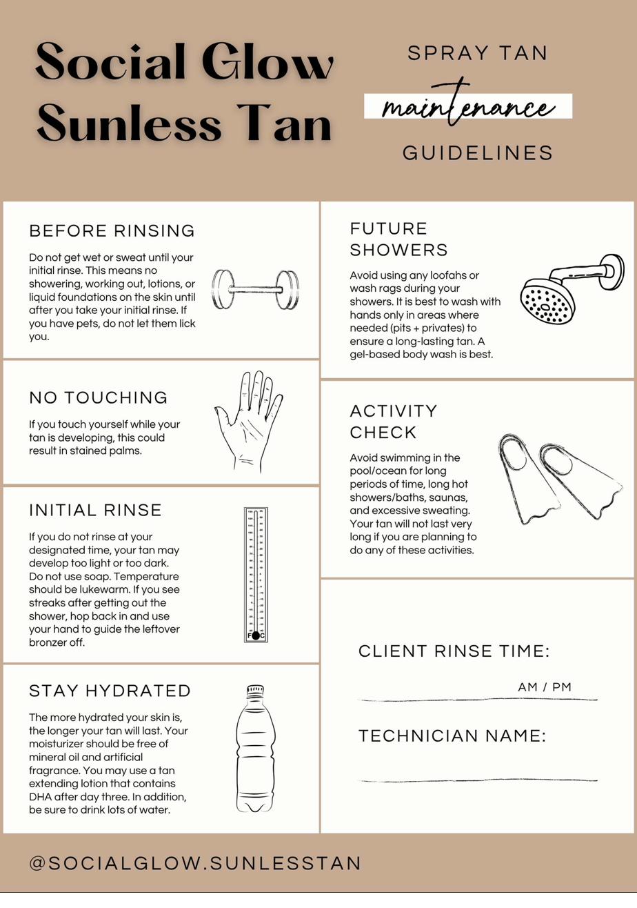 Spray tan preparation guide