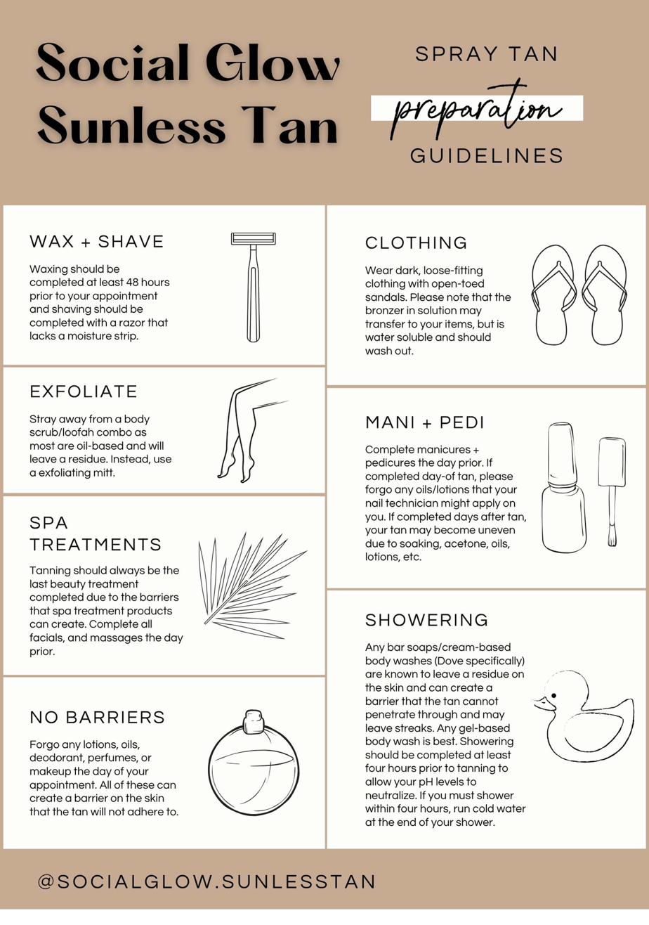 Spray tan preparation guide